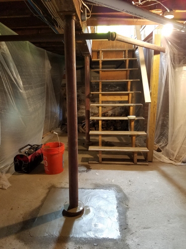 Lally Column Replacement Newton MA - Premier Basement Waterproofing - 20160525_163219