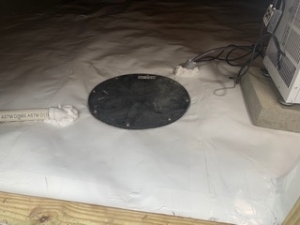 ION Sump Pump system and Santa Fe Advance 90 Dehumidifier installed into Crawlspace for water and moisture control