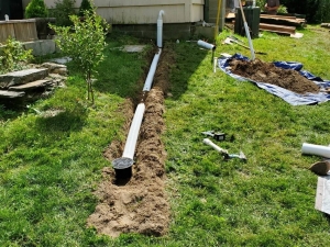 Discharge line being installed