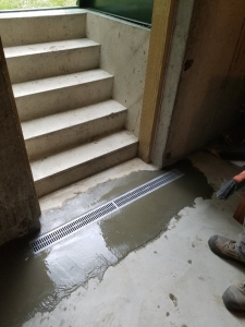 Trench Drain After Concrete Still Wet