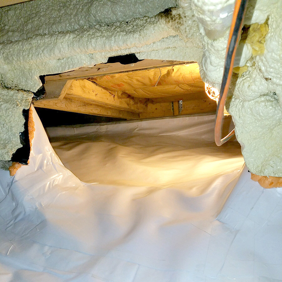 Crawl space encapsulation by Premier Basement Waterproofing in Lunenburg, MA