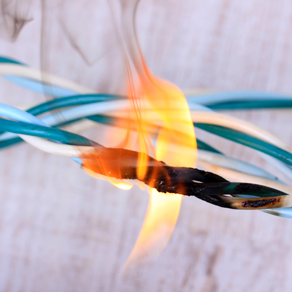 Electrical wire on fire